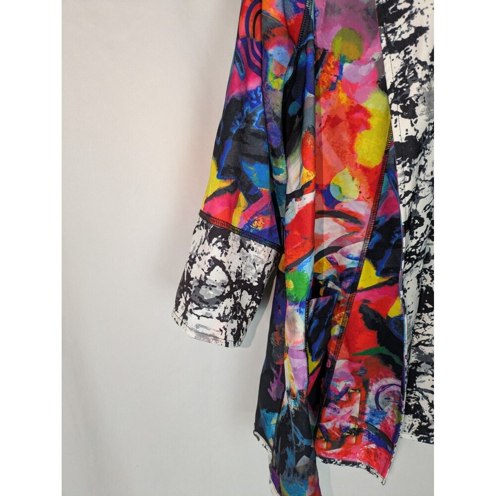 Ali Miles Jacket L Women's Reversible Abstract Open Front Wearable Art Artsy - Picture 2 of 12